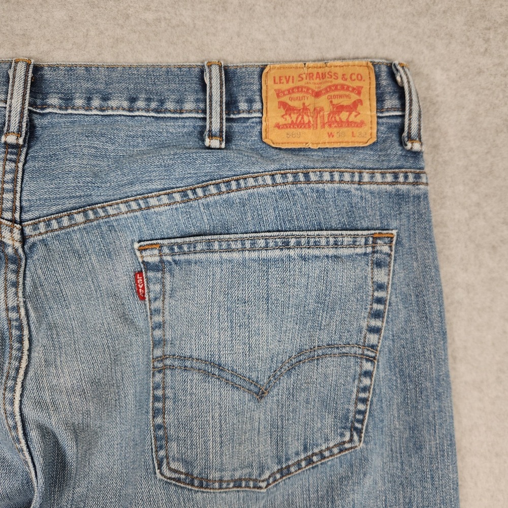 Levis Jeans 38x32 Blue 569 Loose Straight Wide Leg Baggy Fade Street Skater - Picture 3 of 14